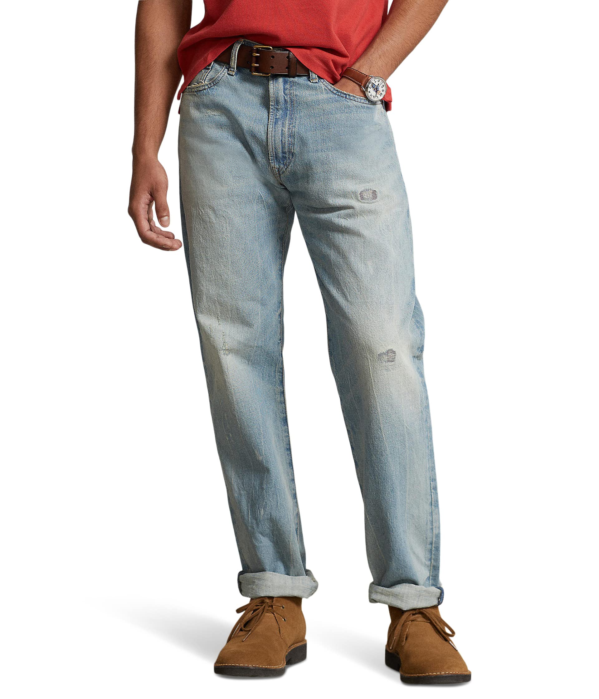 Винтажные джинсы классического кроя с эффектом потертости в цвете Buckbrook Light Ralph Lauren