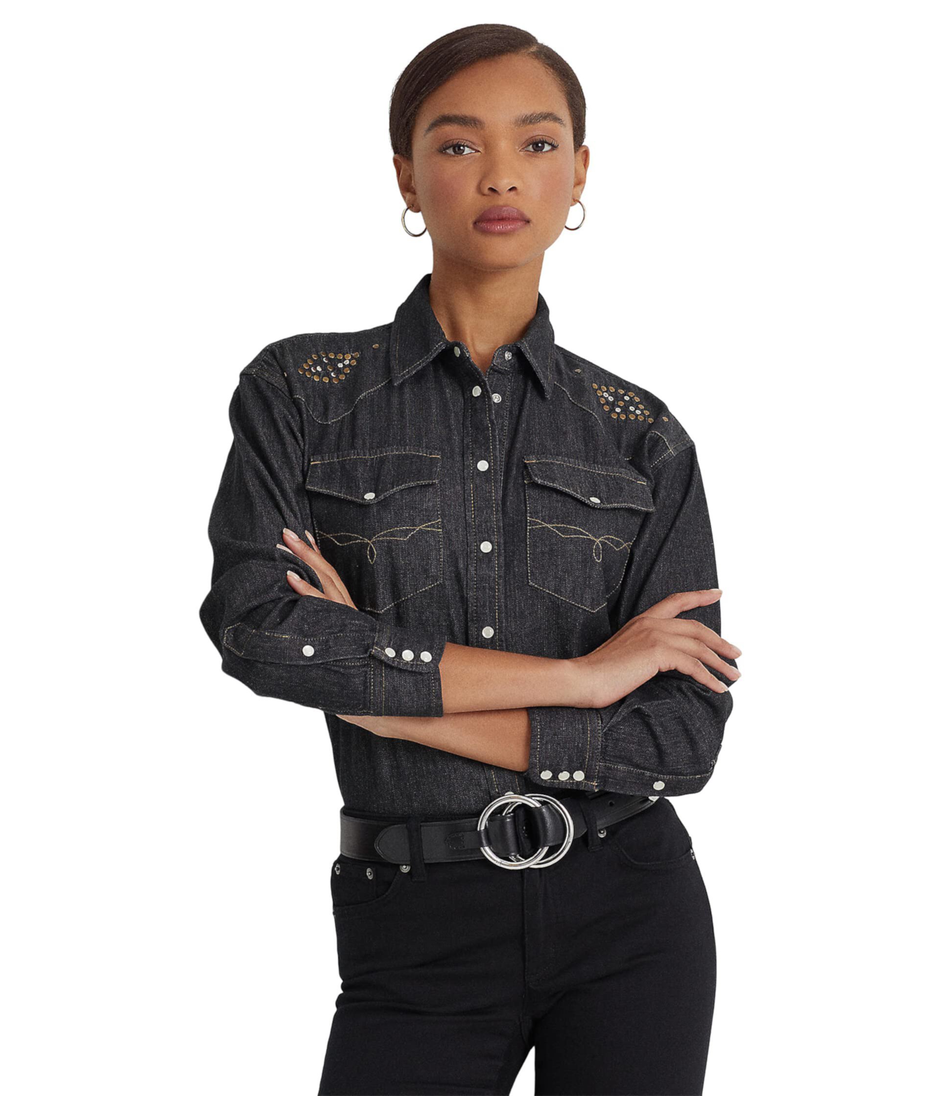 Джинсовая рубашка с заклепками LAUREN Ralph Lauren