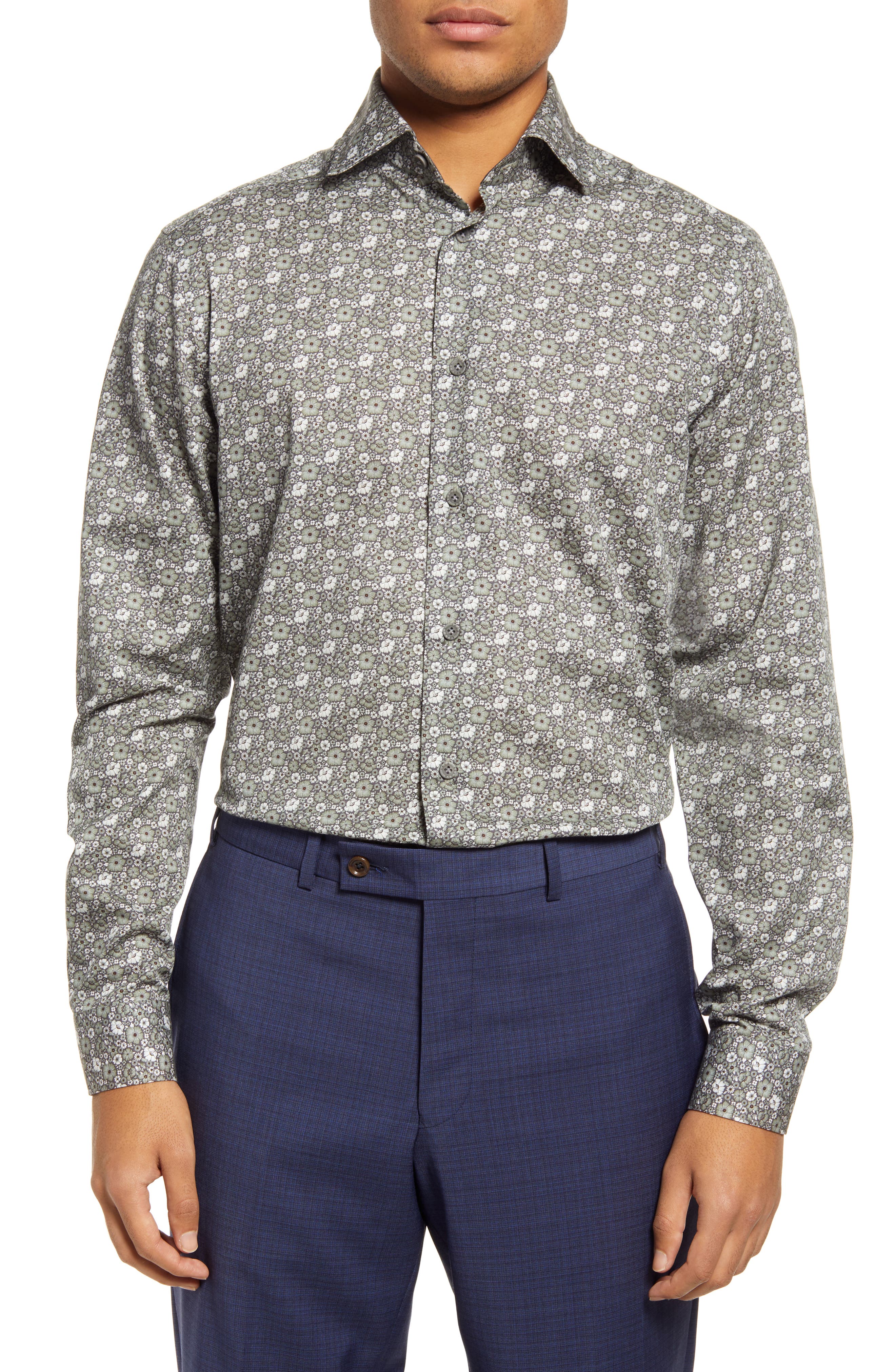 Glen Floral Print Button-Up Shirt Jack Victor
