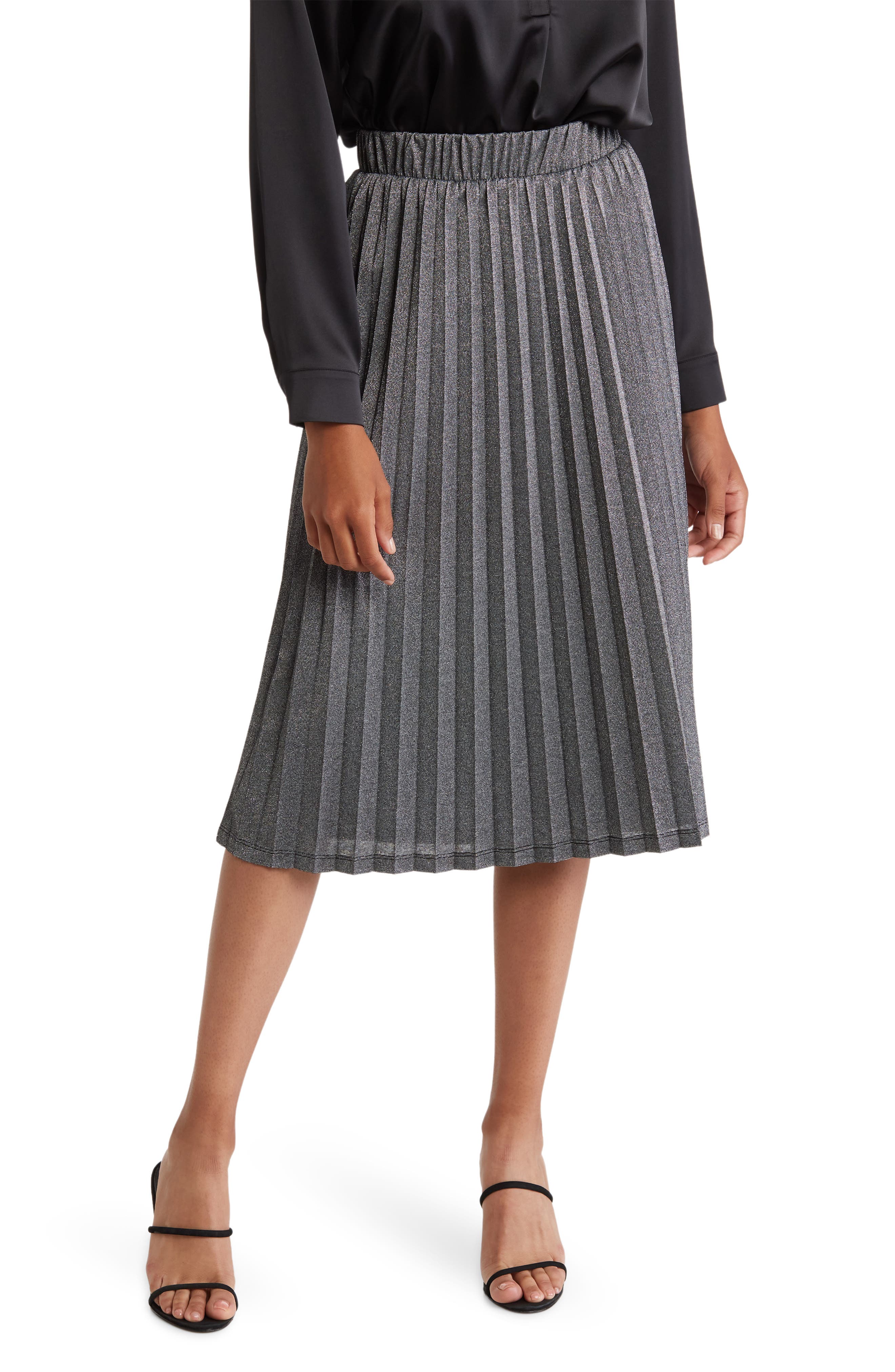 Плиссированная юбка металлизированного трикотажа Pleione