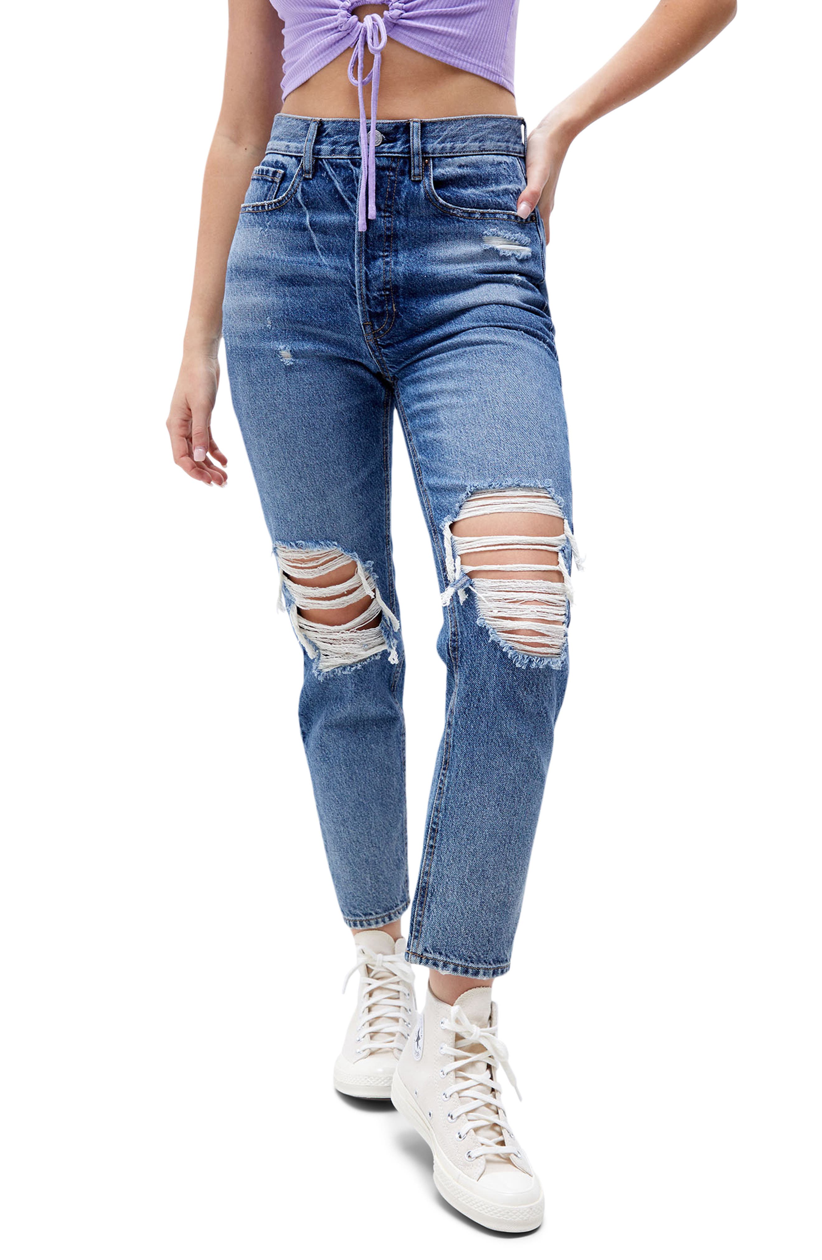 Slim Away Distressed High Waist Rigid Crop Jeans PACSUN