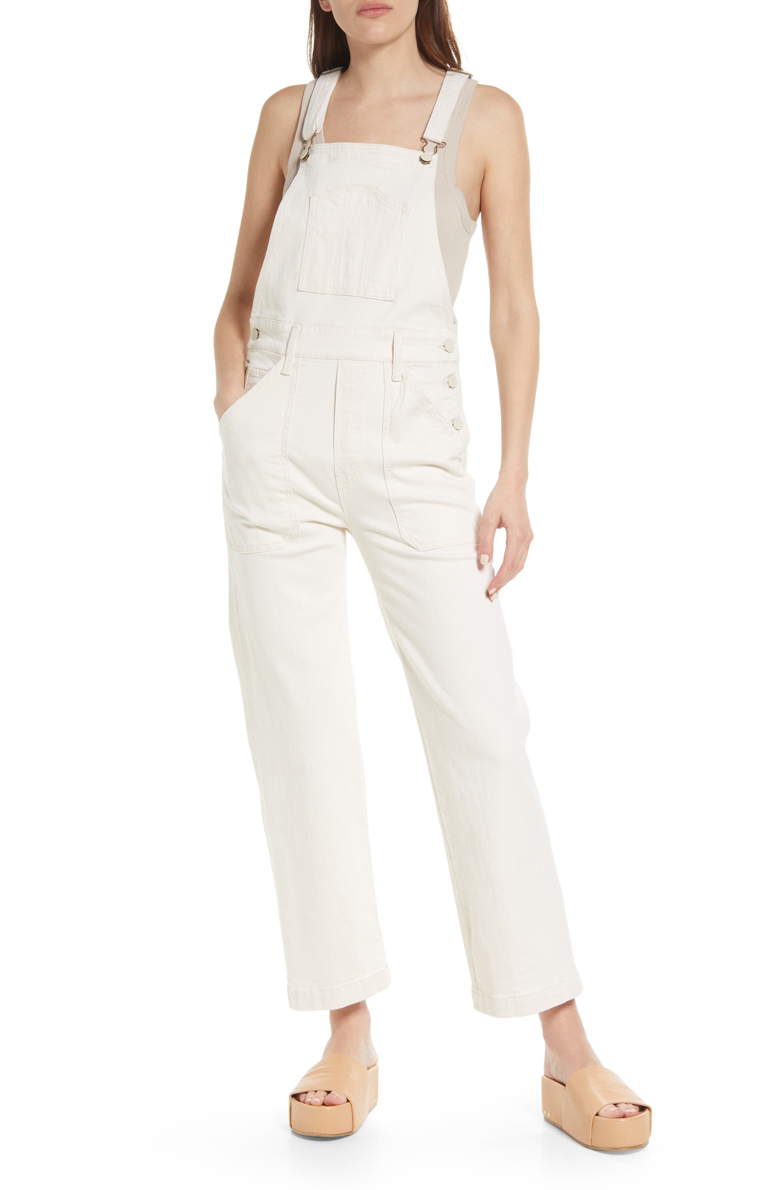 The Patch Pocket Denim Ankle Overalls MOTHER