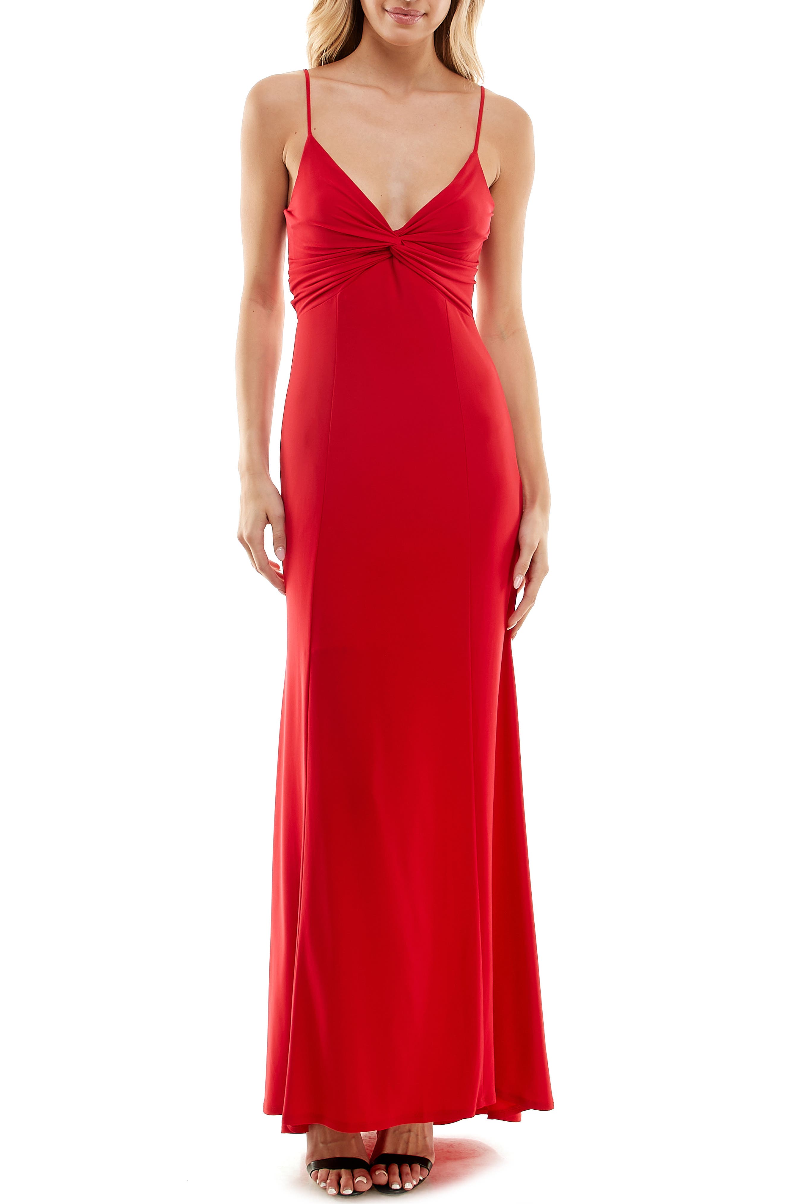 V-Neck Twist Front Jersey Gown JUMP