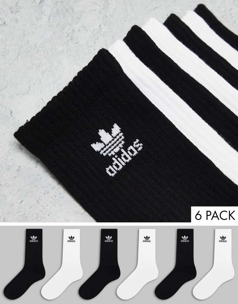 Унисекс Носки Adidas Originals Trefoil 6-pack белые и черные Adidas