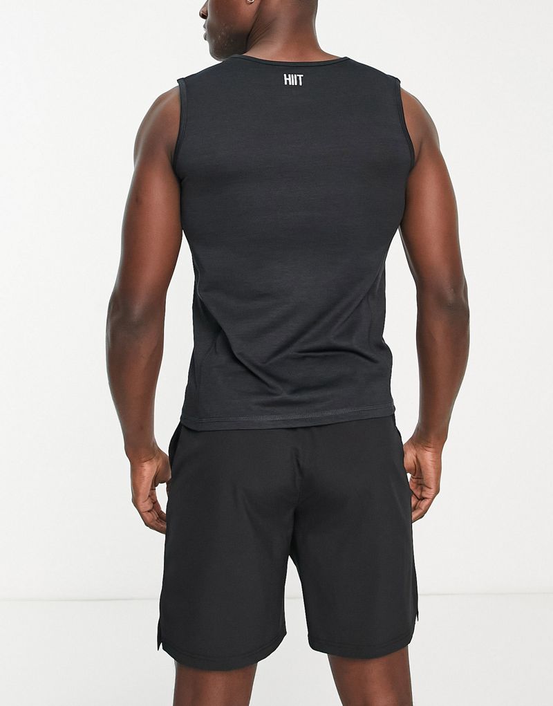 Черная тренировочная футболка без рукавов HIIT из вереска HIIT