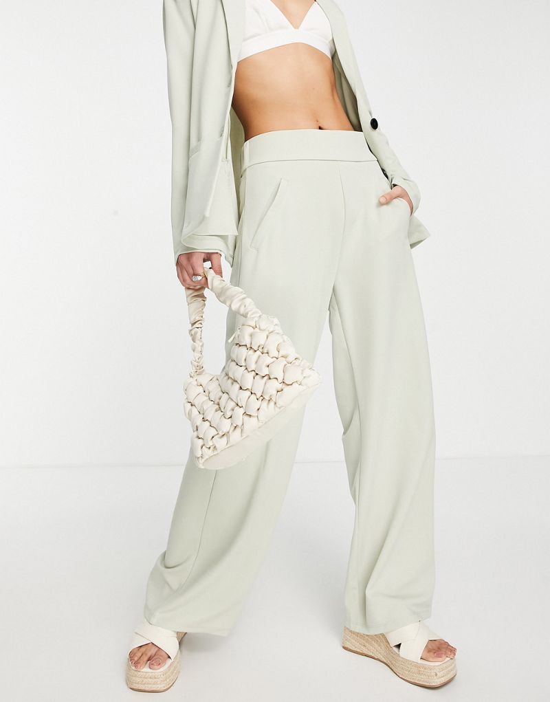 JDY wide leg tailored pants in sage green - part of a set JDY