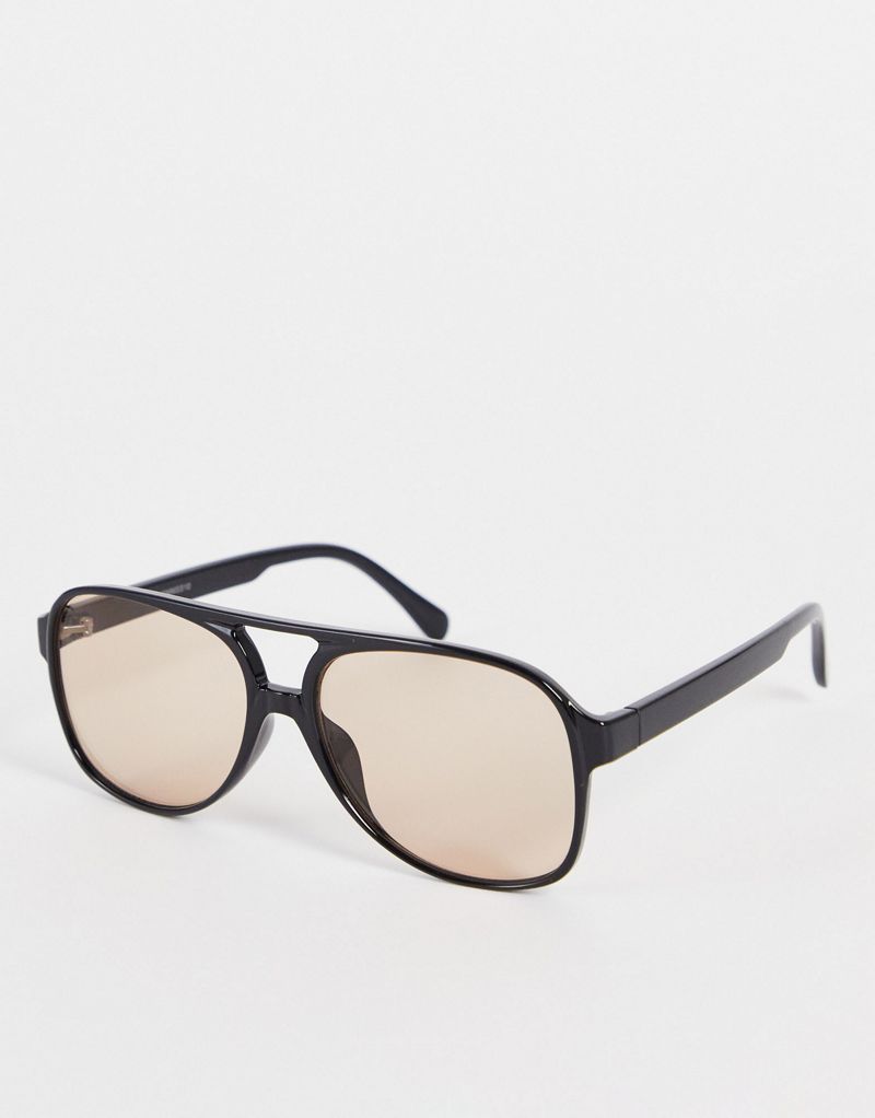 Классические солнцезащитные очки-авиаторы Madein черного цвета с коричневыми линзами Madein.