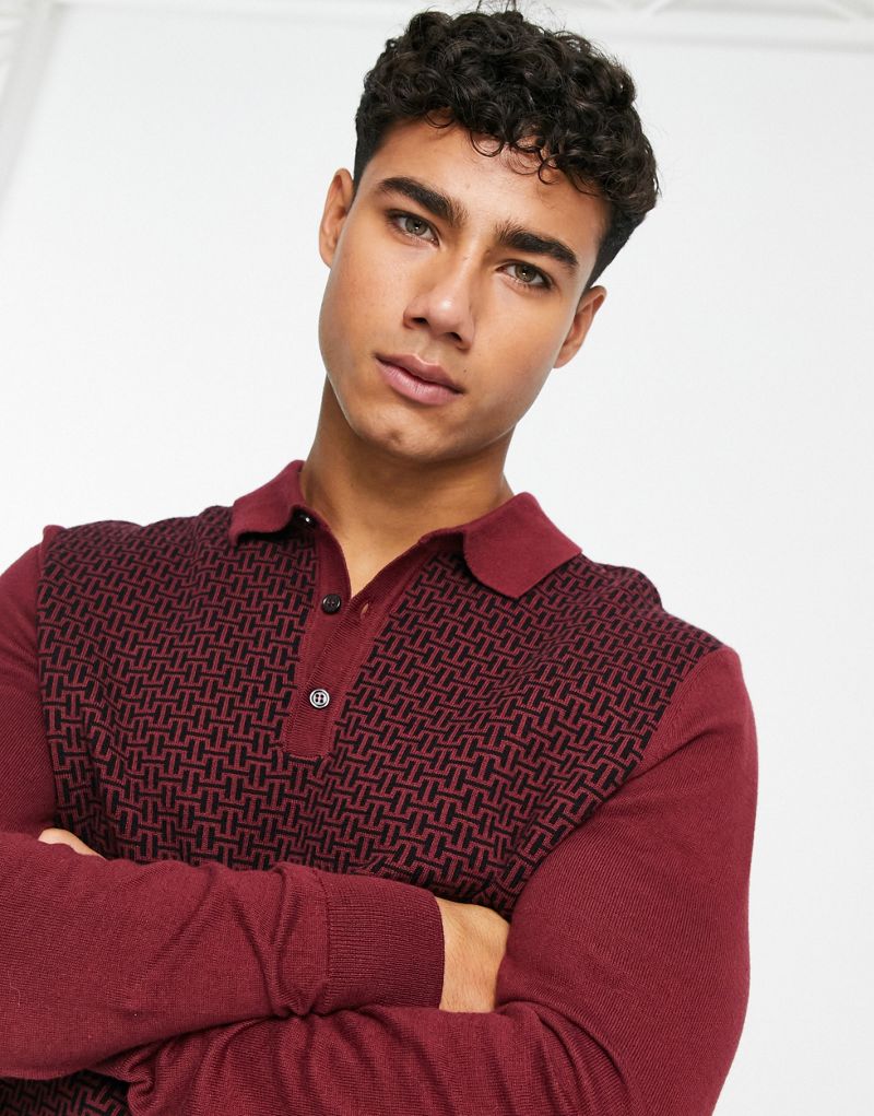 Темно-бордовая рубашка-поло приталенного кроя в стиле ретро New Look New Look