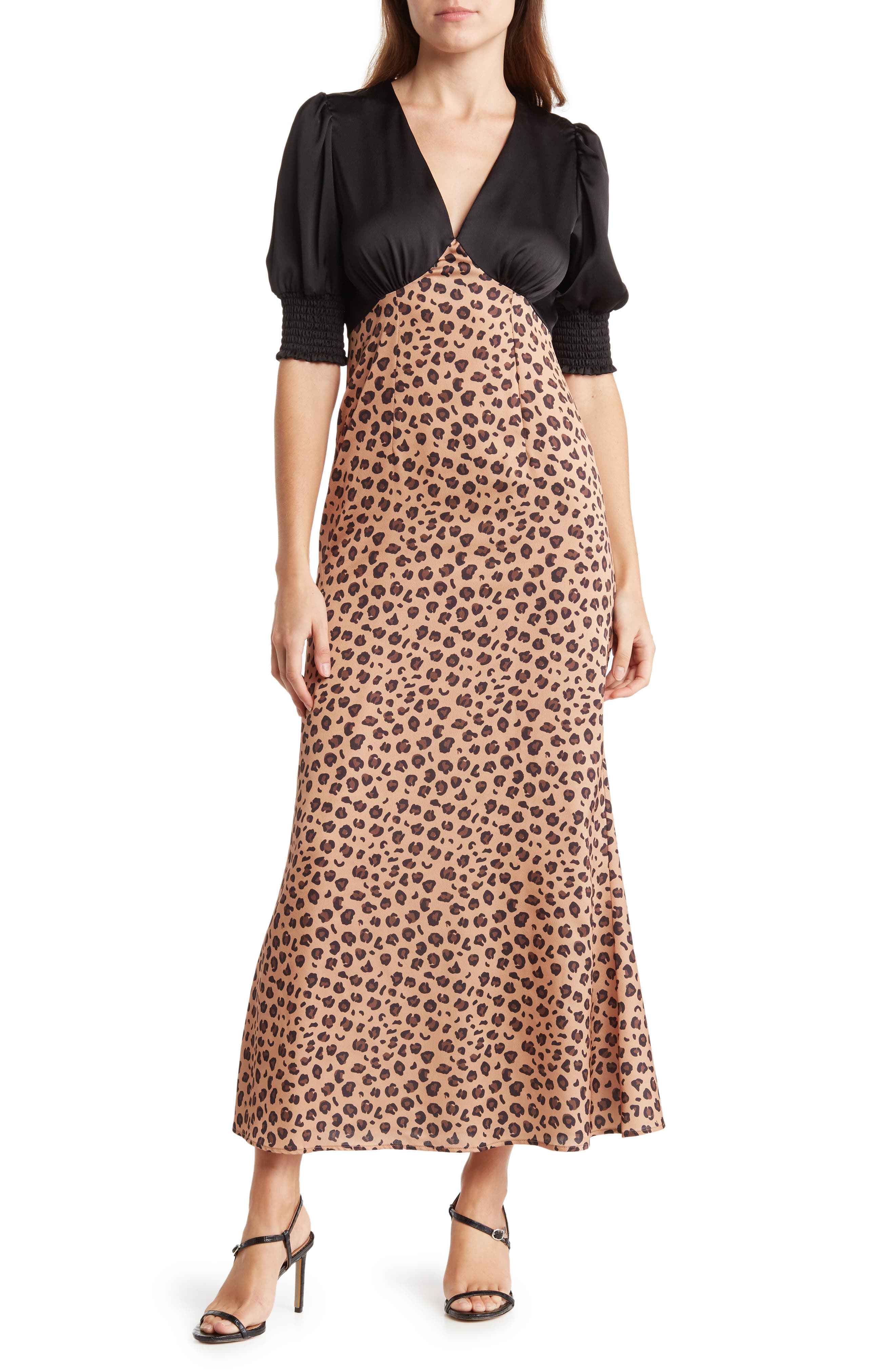Платье макси с леопардовым принтом и завышенной талией Bonheur D'Amour