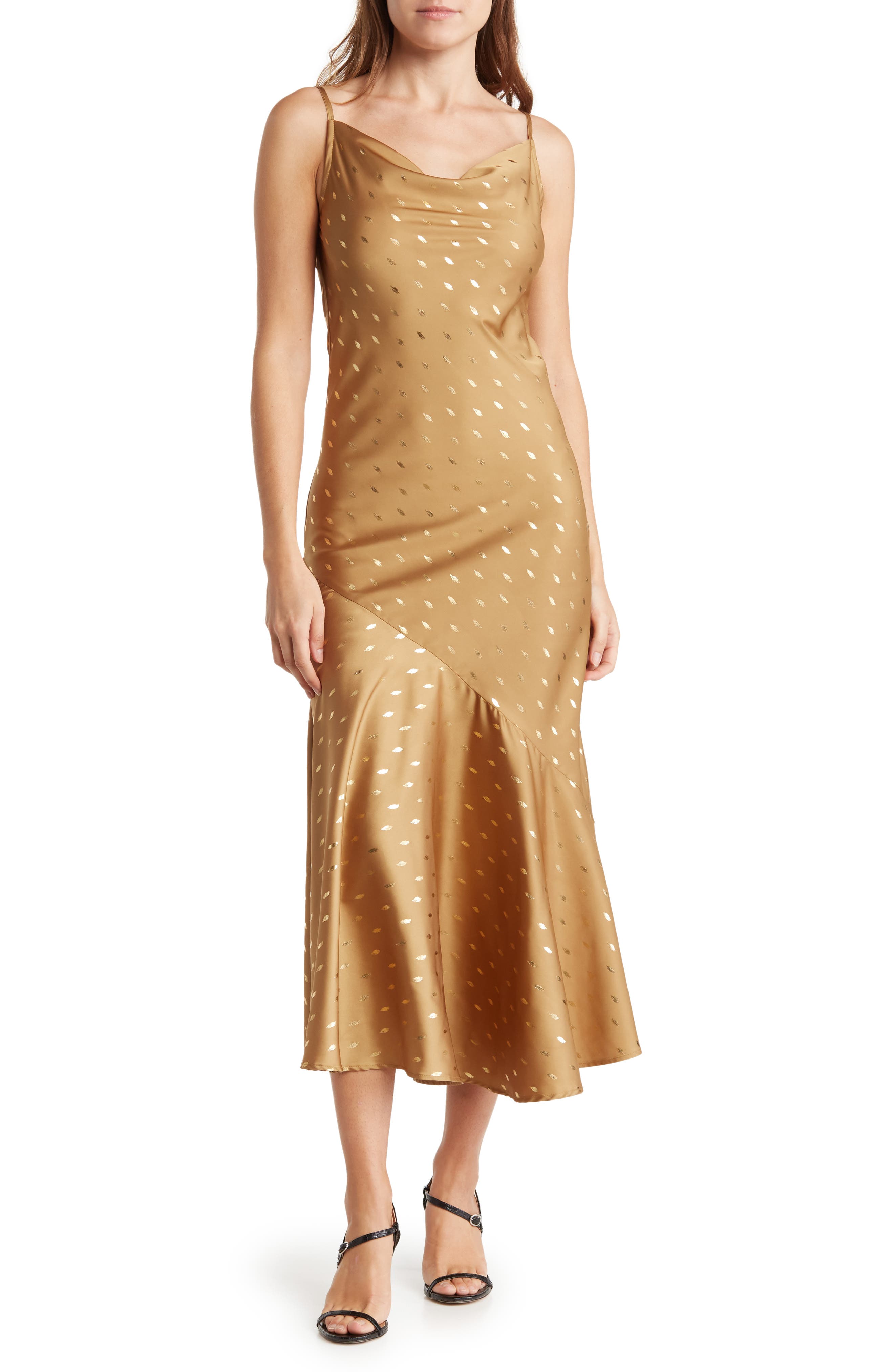 Платье русалки в горошек с эффектом металлик и воротником-хомутом Bonheur D'Amour