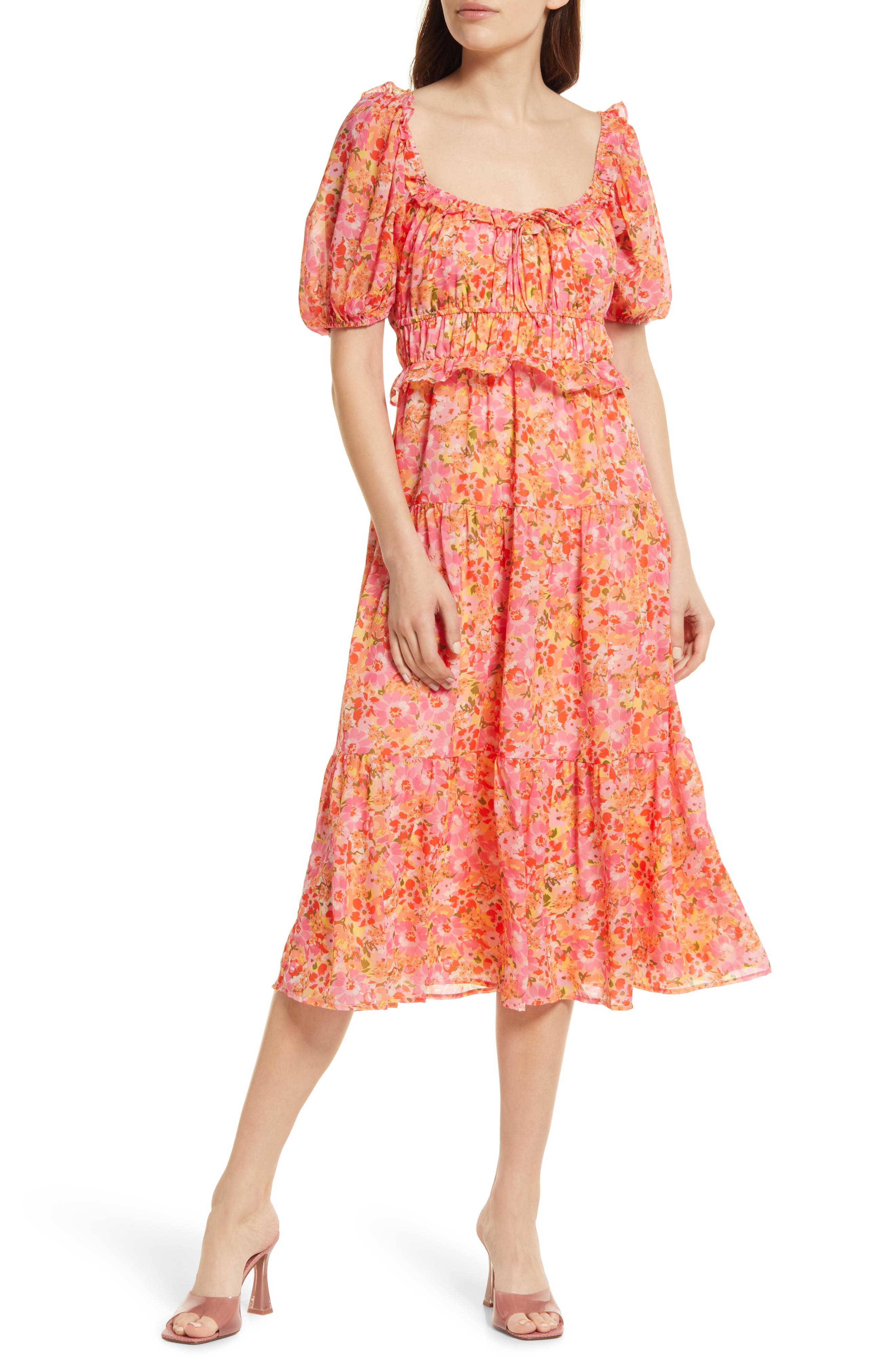 Женское многоярусное платье миди Paloma с цветочным принтом NSR