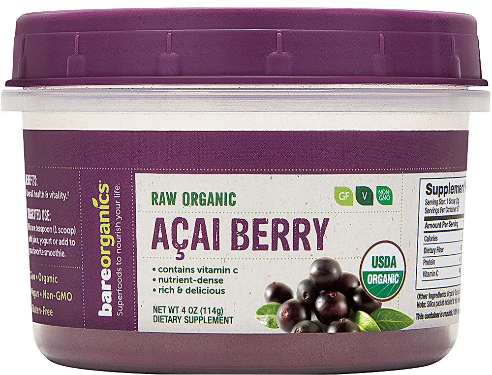 BareOrganics Acai Berry Powder Raw — 4 унции BareOrganics