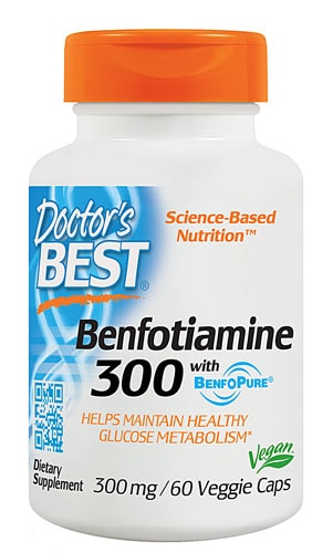 Бенфотиамин 300, Витамин B1 Жирорастворимый - 300 мг - 60 растительных капсул - Doctor's Best Doctor's Best
