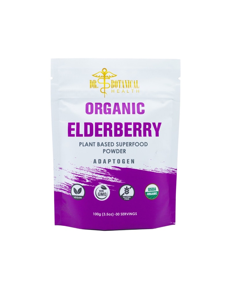 Organic Elderberry Powder (Порошок) -- 3.5 oz (Унции) Dr. Botanical Health