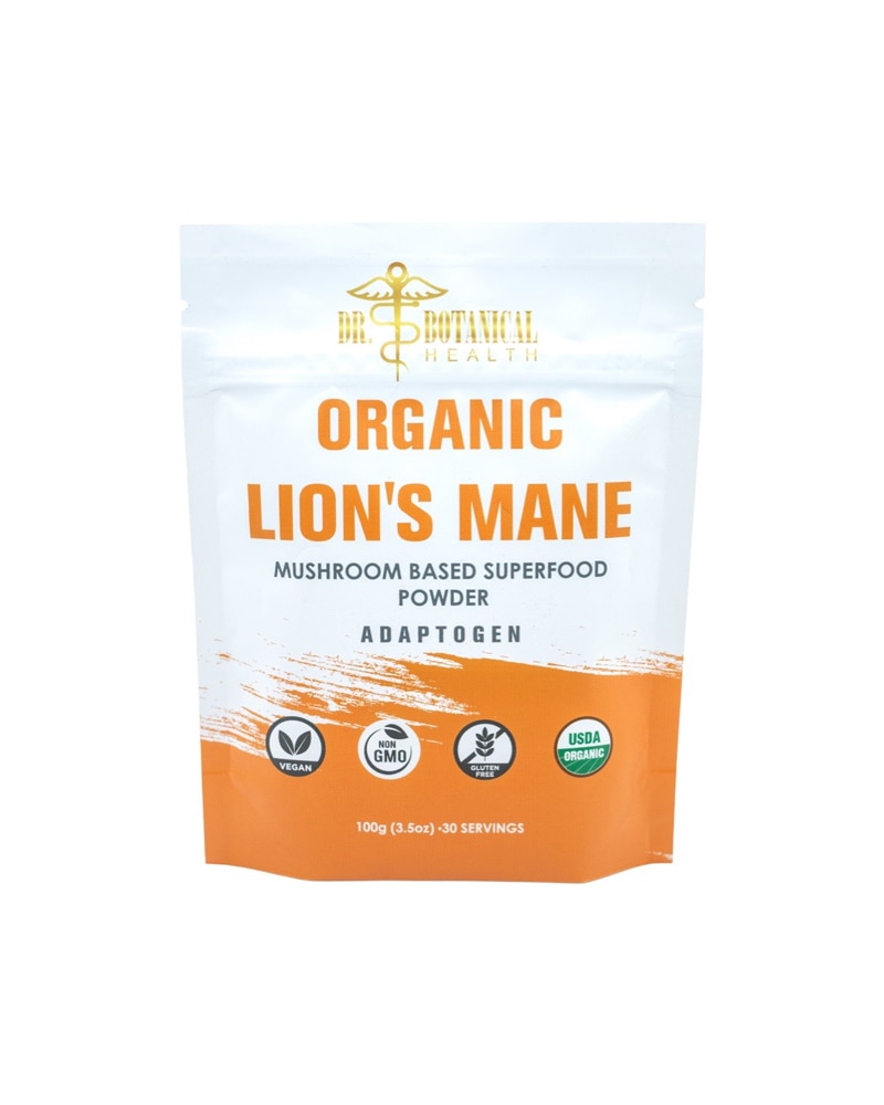 Organic Lion's Mane Mushroom Powder (Порошок) -- 3.5 oz (Унции) Dr. Botanical Health