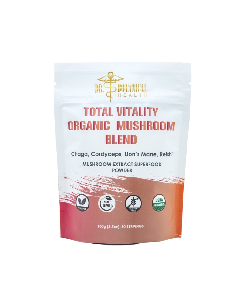 Total Vitality Organic Mushroom Blend Powder (Порошок) -- 3.5 oz (Унции) Dr. Botanical Health