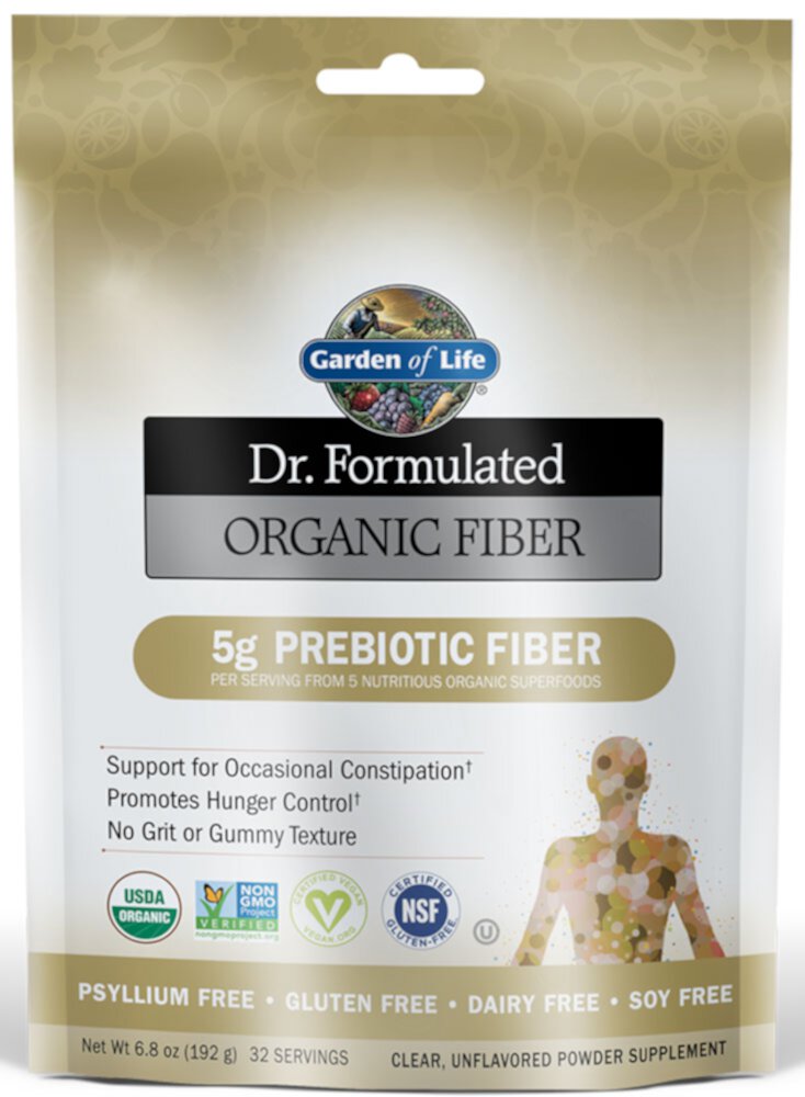 Dr. Formulated Organic Fiber Unflavored (Без вкуса) -- 6.8 oz (Унции) Garden of Life