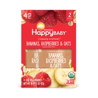 Happy Baby Organic Clearly Crafted Bananas Raspberry & Oats Baby Food - Stage 2 Pouch - 4 унции каждая / упаковка из 4 штук Happy Baby