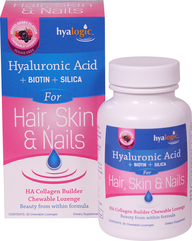Гиалогическая гиалуроновая кислота для волос, кожи и ногтей, ягодная смесь — 30 жевательных пастилок Hyalogic