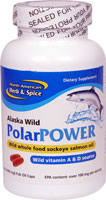 PolarPower Wild Alaskan Source Sockeye Salmon Oil -- 1000 mg - 60 Fish Oil Caps North American Herb & Spice