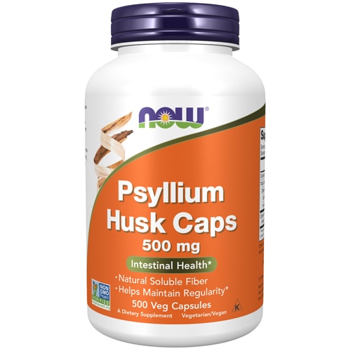 Псиллиум (Скорлупа Псиллиума) - 500 мг - 500 вегетарианских капсул - NOW Foods NOW Foods