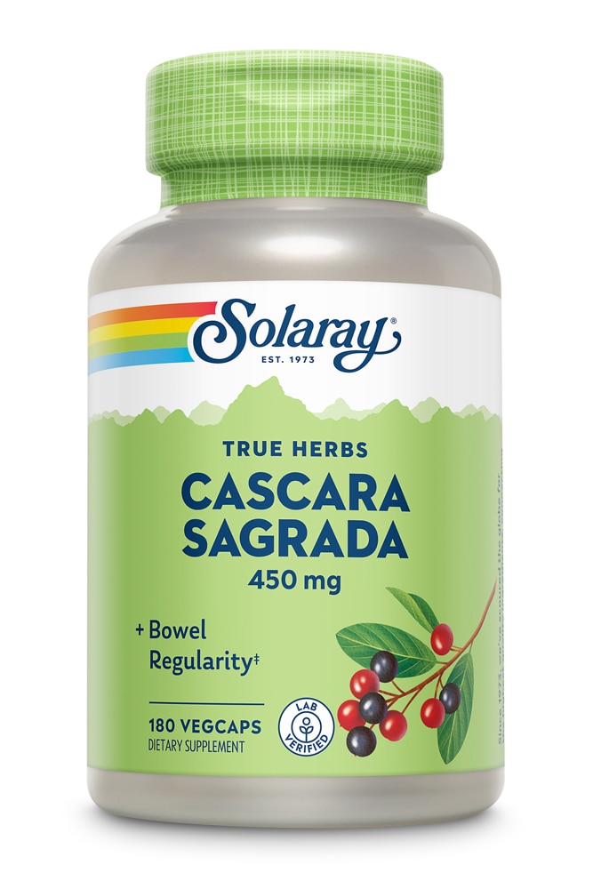 Cascara Sagrada — 450 мг — 180 растительных капсул Solaray