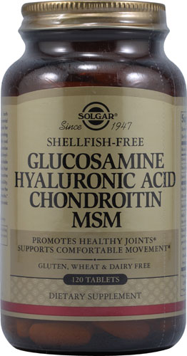 Glucosamine Hyaluronic Acid Chondroitin MSM Shellfish Free -- 120 Tablets (Таблетки) Solgar