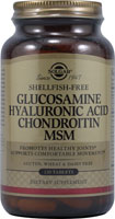 Глюкозамин Гиалуроновая кислота Хондроитин МСМ Без моллюсков -- 120 таблеток Solgar