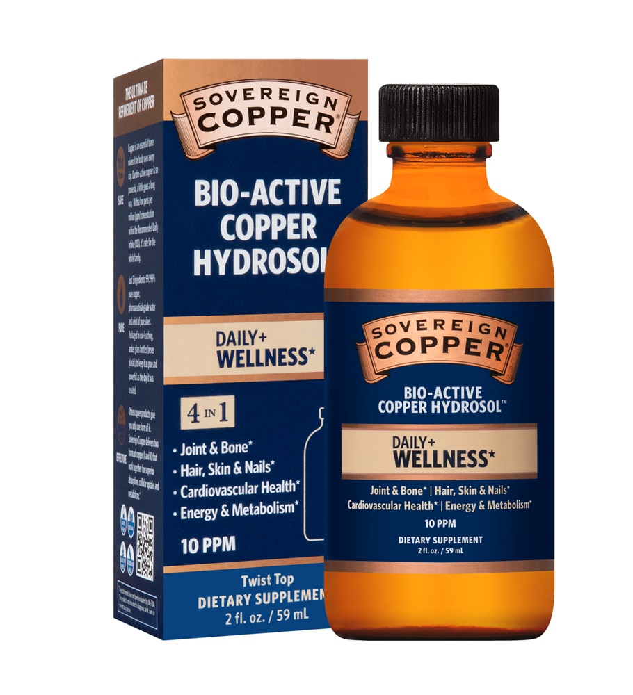 Bio-Active Copper Hydrosol Twist Top -- 10 ppm - 2 fl oz (Жидкие унции) Sovereign Copper