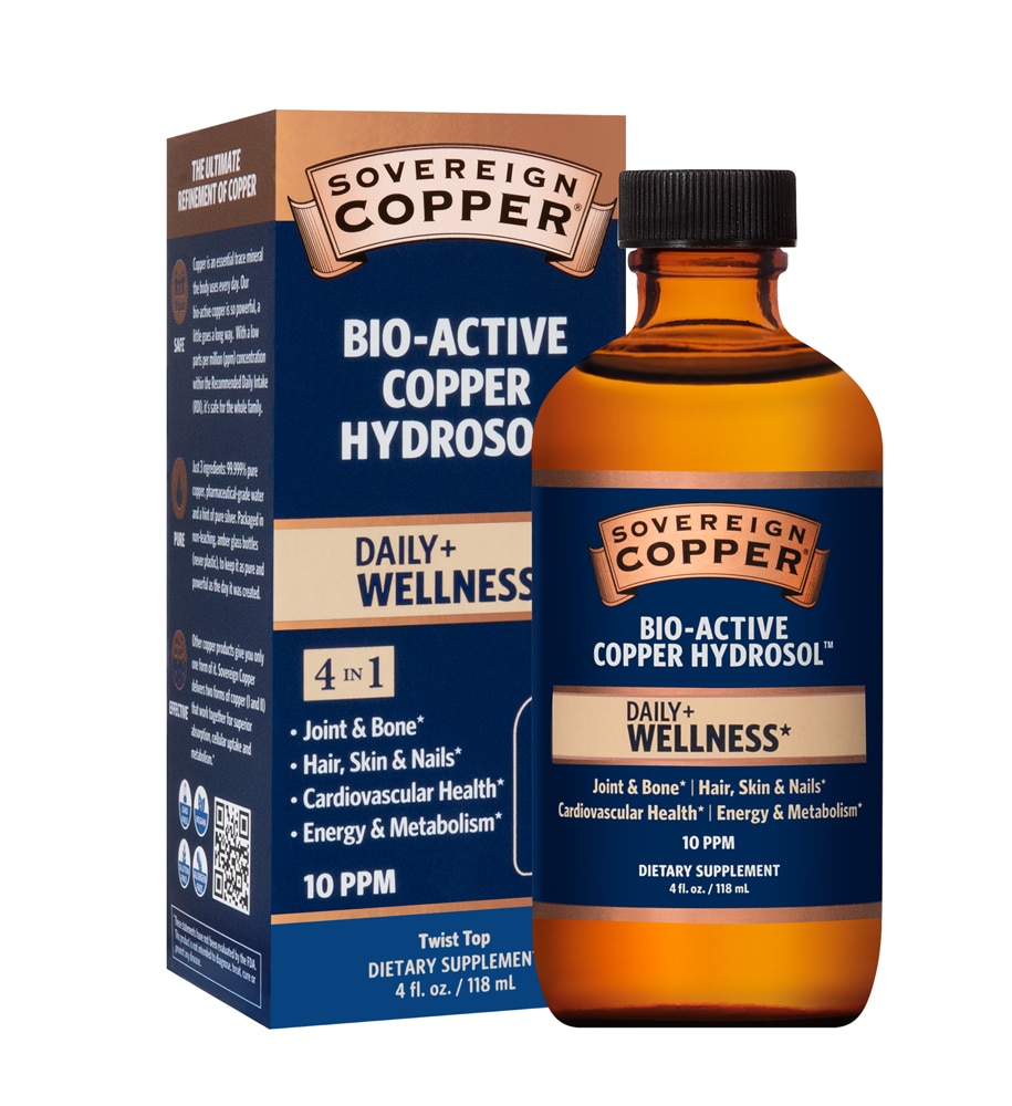 Bio-Active Copper Hydrosol Twist Top -- 10 ppm - 4 fl oz (Жидкие унции) Sovereign Copper