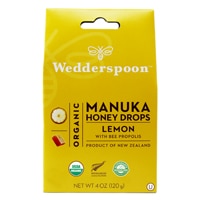 Organic Manuka Honey Drops (Капли) with Bee Propolis Lemon -- 4 oz (Унции) Wedderspoon