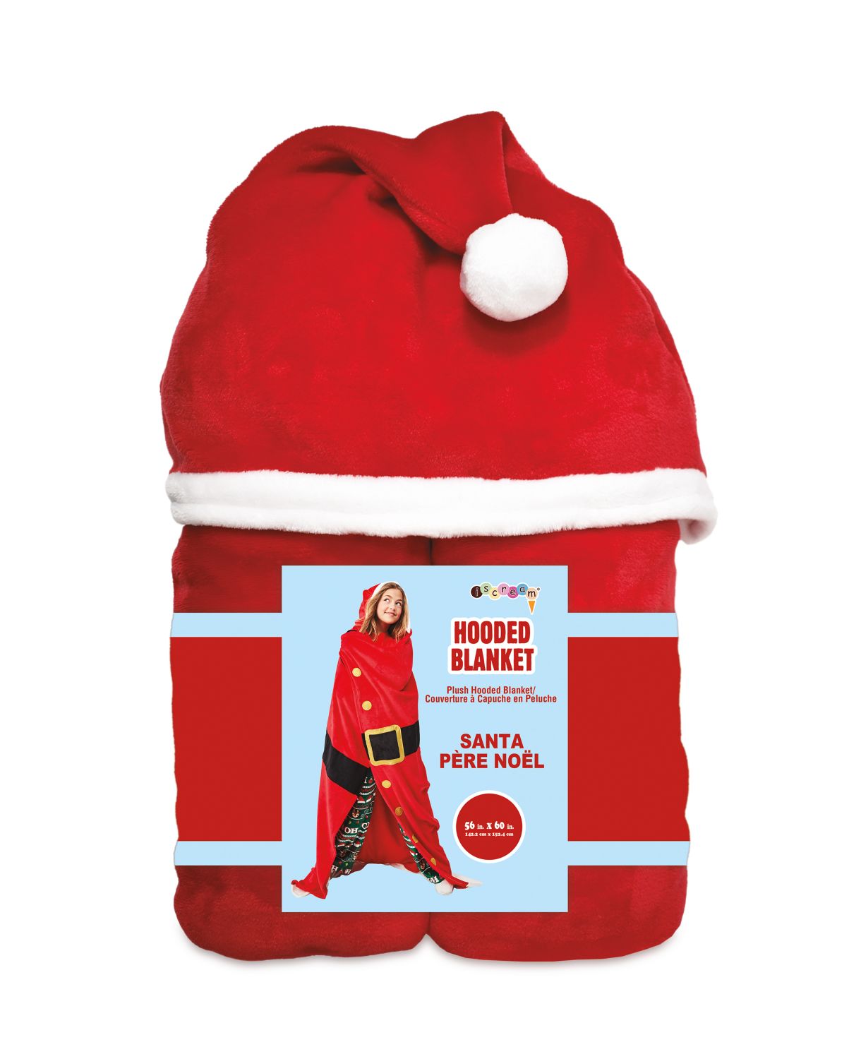 Праздничное плюшевое одеяло Санта-Клауса с капюшоном IScream