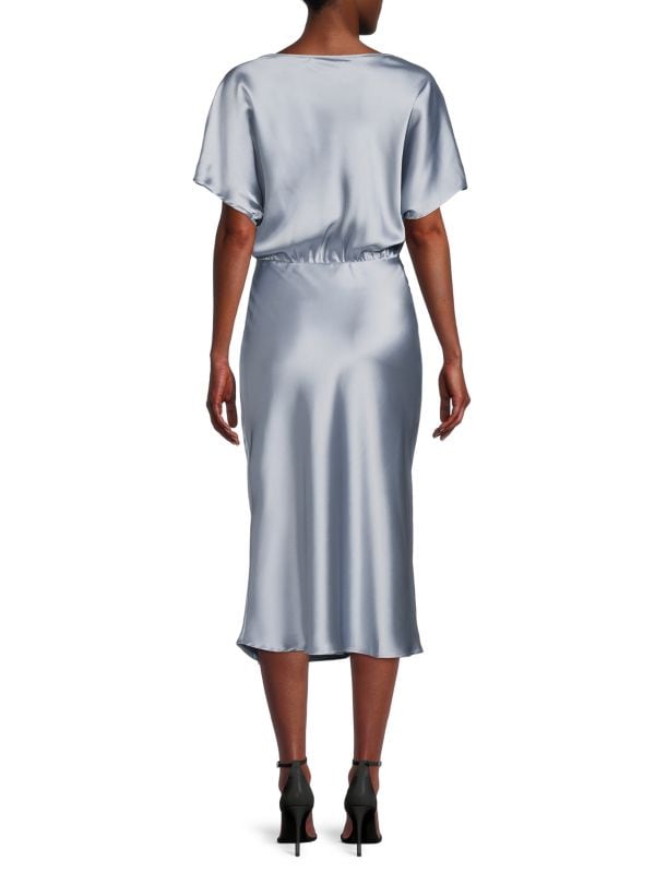 Атласное платье миди с вырезом лодочкой RENEE C