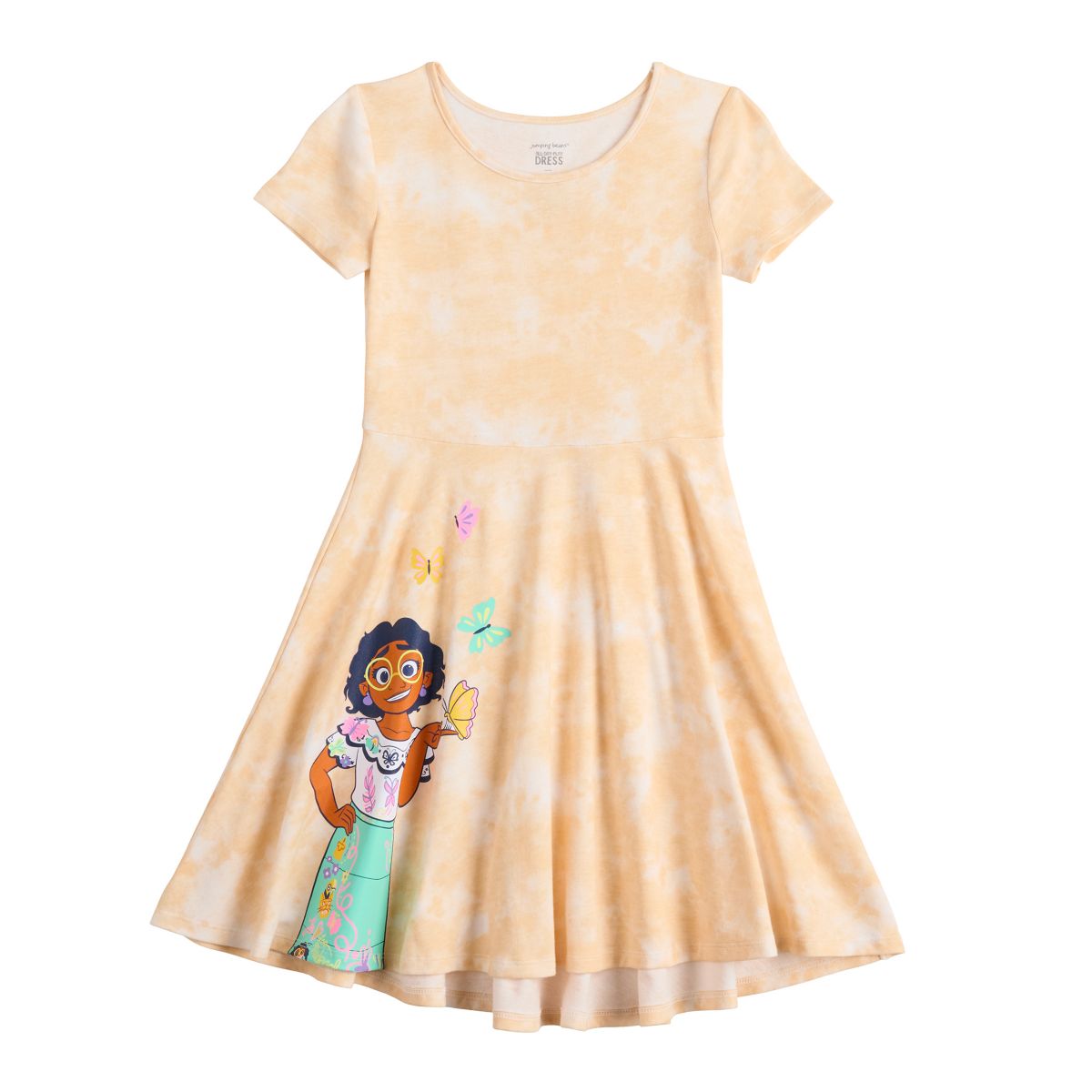 Disney's Encanto Mirabel Платье с фигурной юбкой для девочек с высоким вырезом от Jumping Beans® Disney