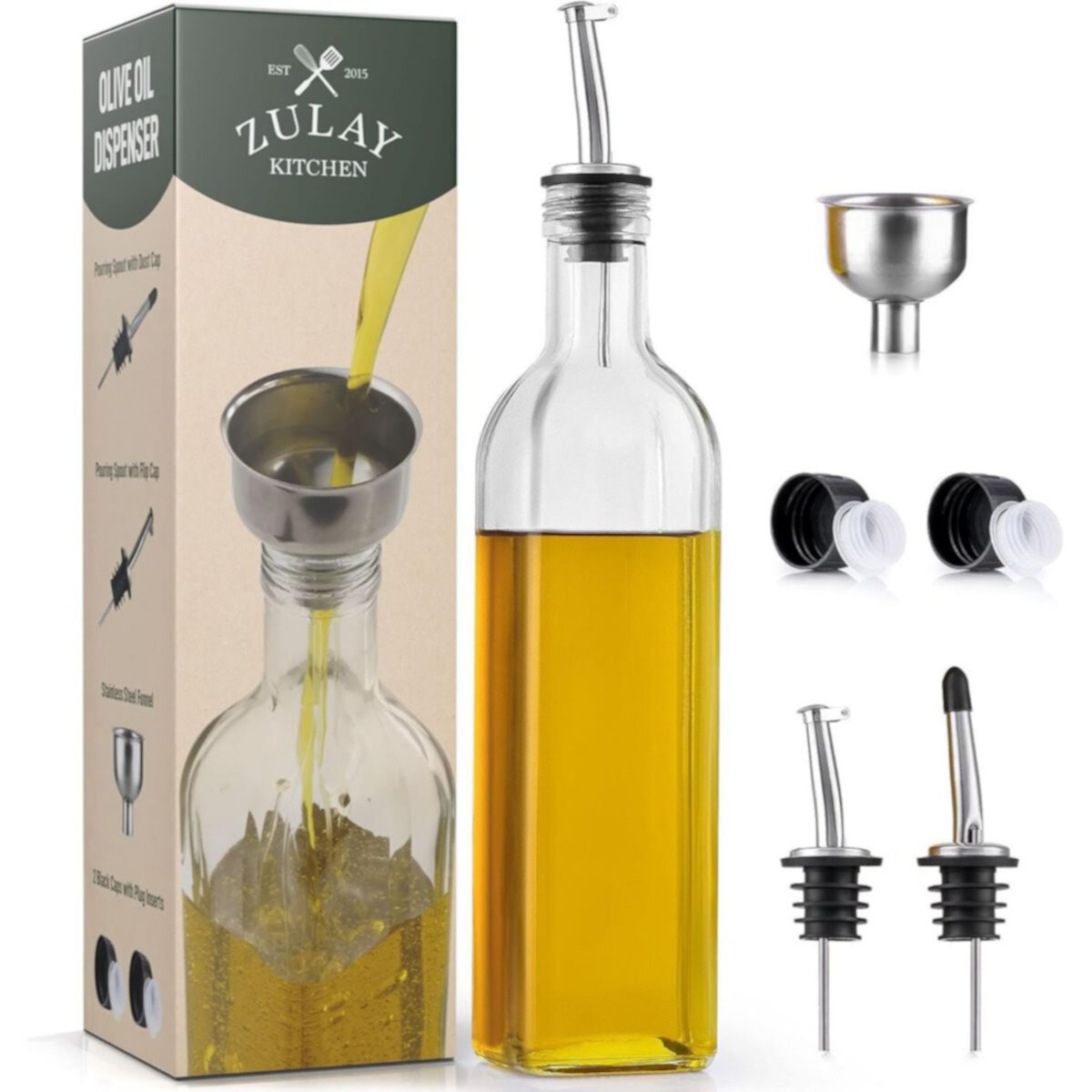 Бутылка-дозатор оливкового масла с принадлежностями Zulay
