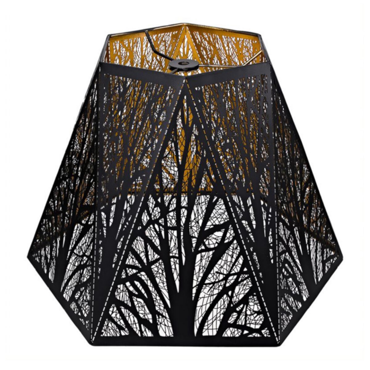 ALUCSET Tree Pattern Multi Sided Lampshade for Table and Floor Lamps, Black/Gold Alucset