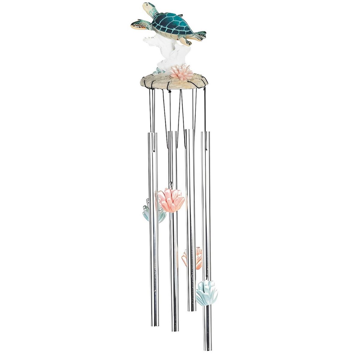 FC Design 23&#34; Long Sea Turtle with Coral Round Top Wind Chime Marine Life Garden Patio Decoration Perfect Gifts for Holiday F.C Design