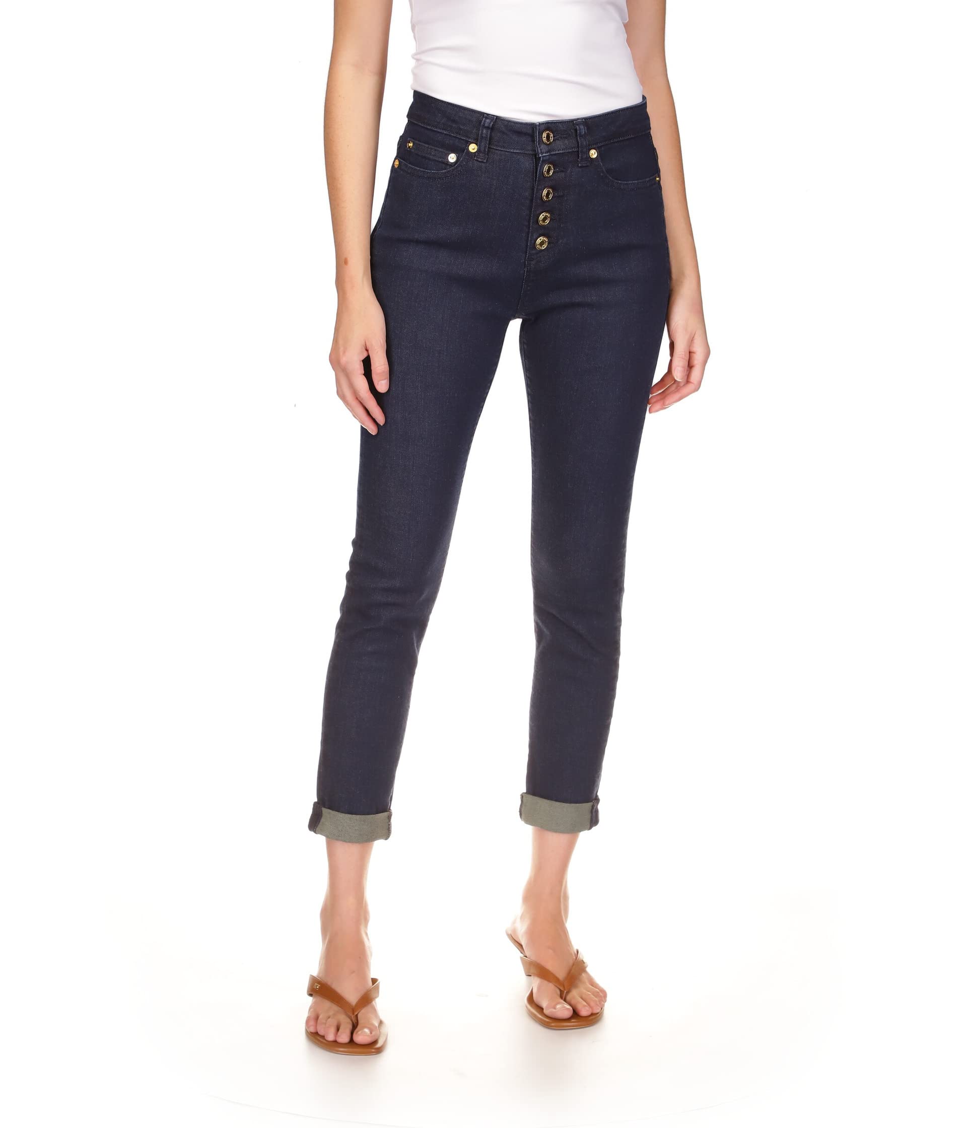 Укороченные джинсы-скинни Selma с высокой посадкой в цвете Dark Rinse Wash MICHAEL Michael Kors