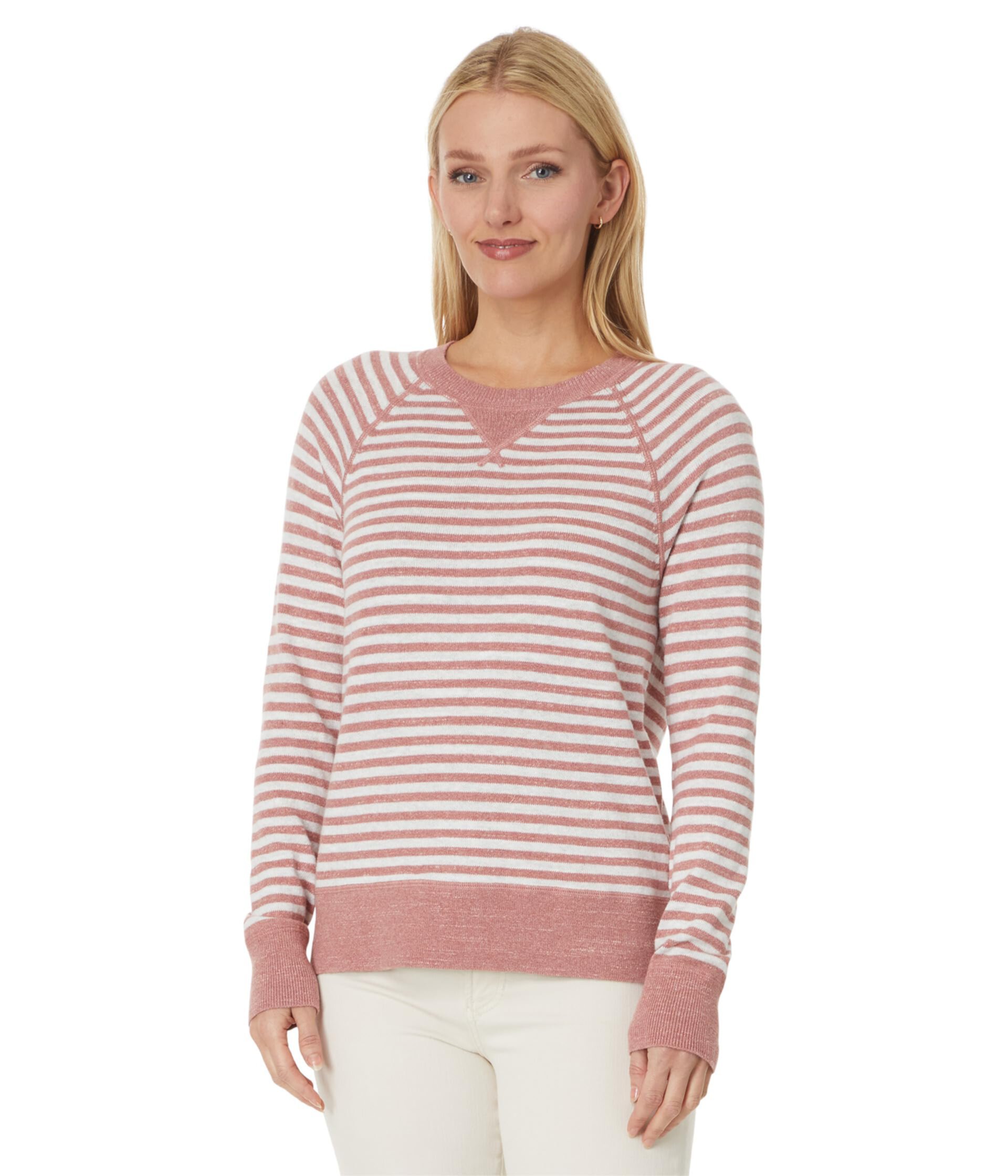 Organic Cotton Slub Crew Neck Sweatshirt Sweater Stripe L.L.Bean