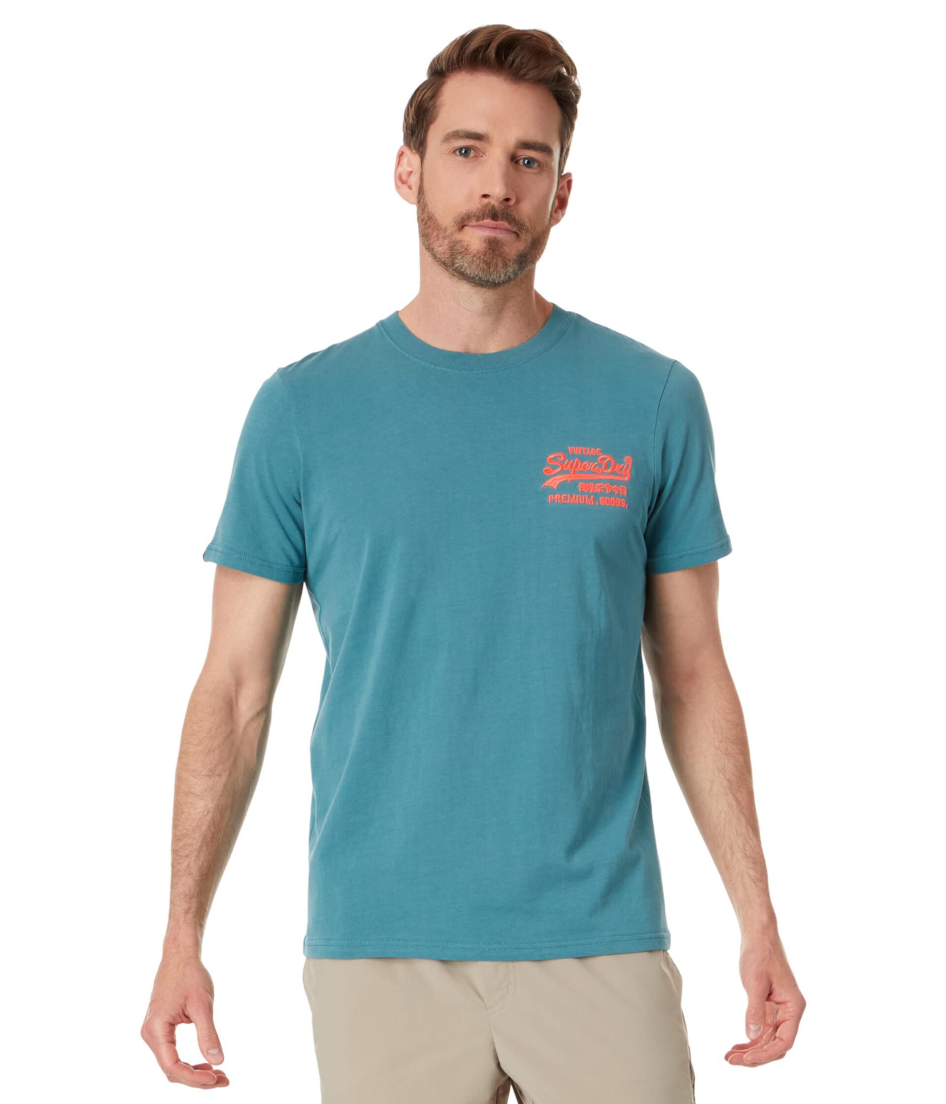 Неоновая футболка с винтажным логотипом Superdry