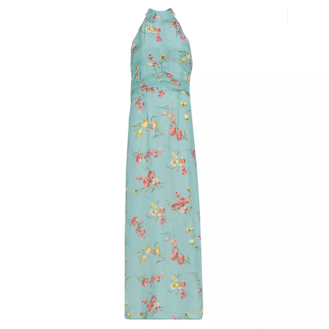 Платье макси с цветочным принтом и вырезом на шее BYTIMO