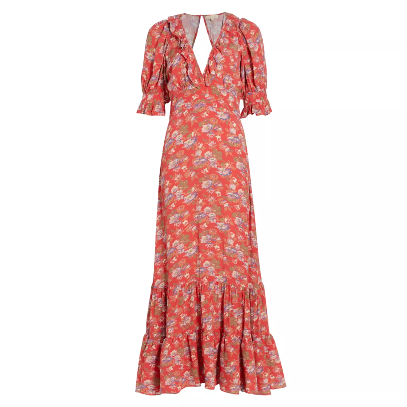 Многоуровневое весеннее платье макси с цветочным принтом BYTIMO