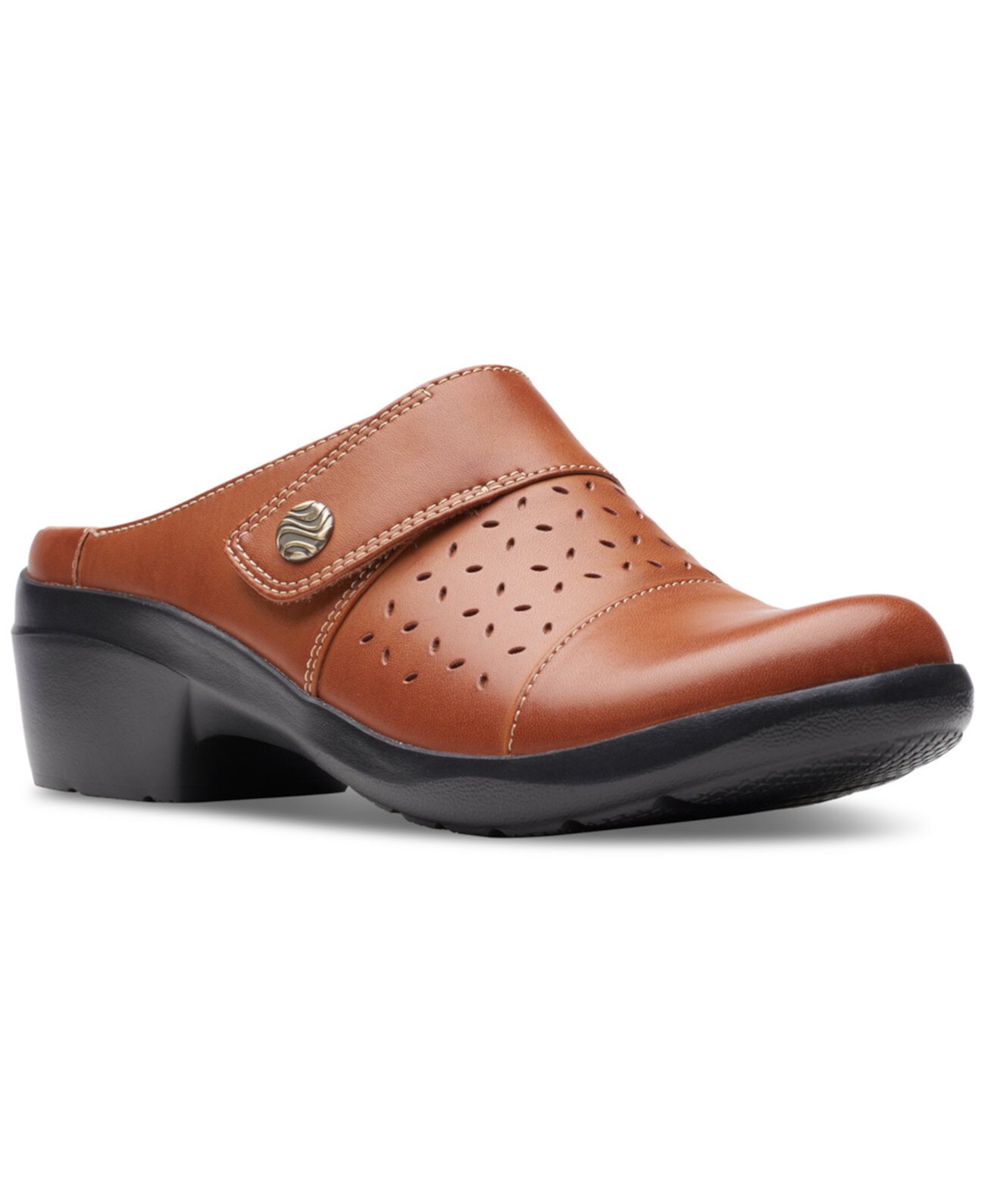 Женские комфортные клоги Clarks Angie Maye с перфорацией и ремешками, каблук 4,5 см Clarks