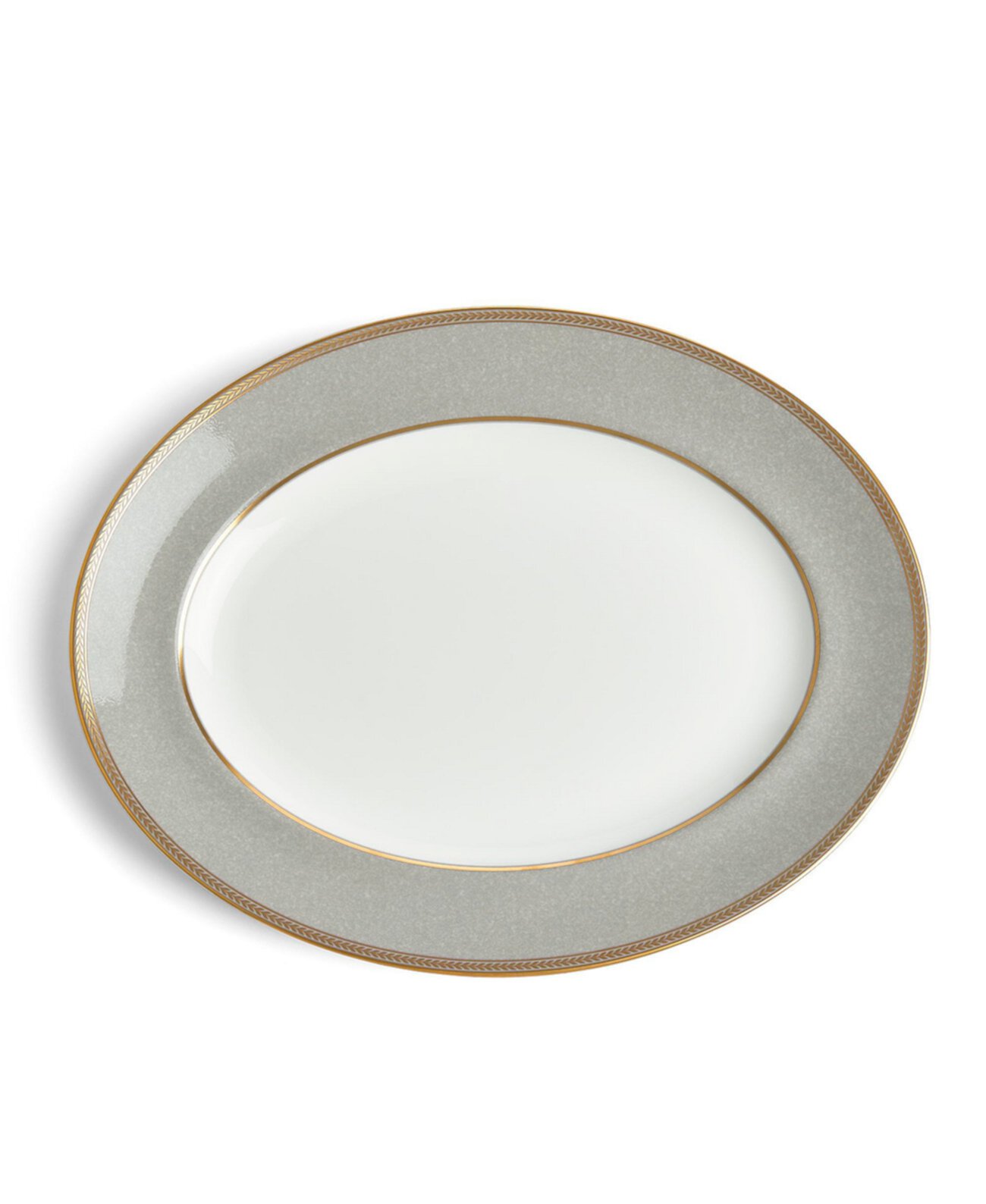 Овальная тарелка Renaissance Grey 35 см, фарфоровая, с золотым обрамлением Wedgwood