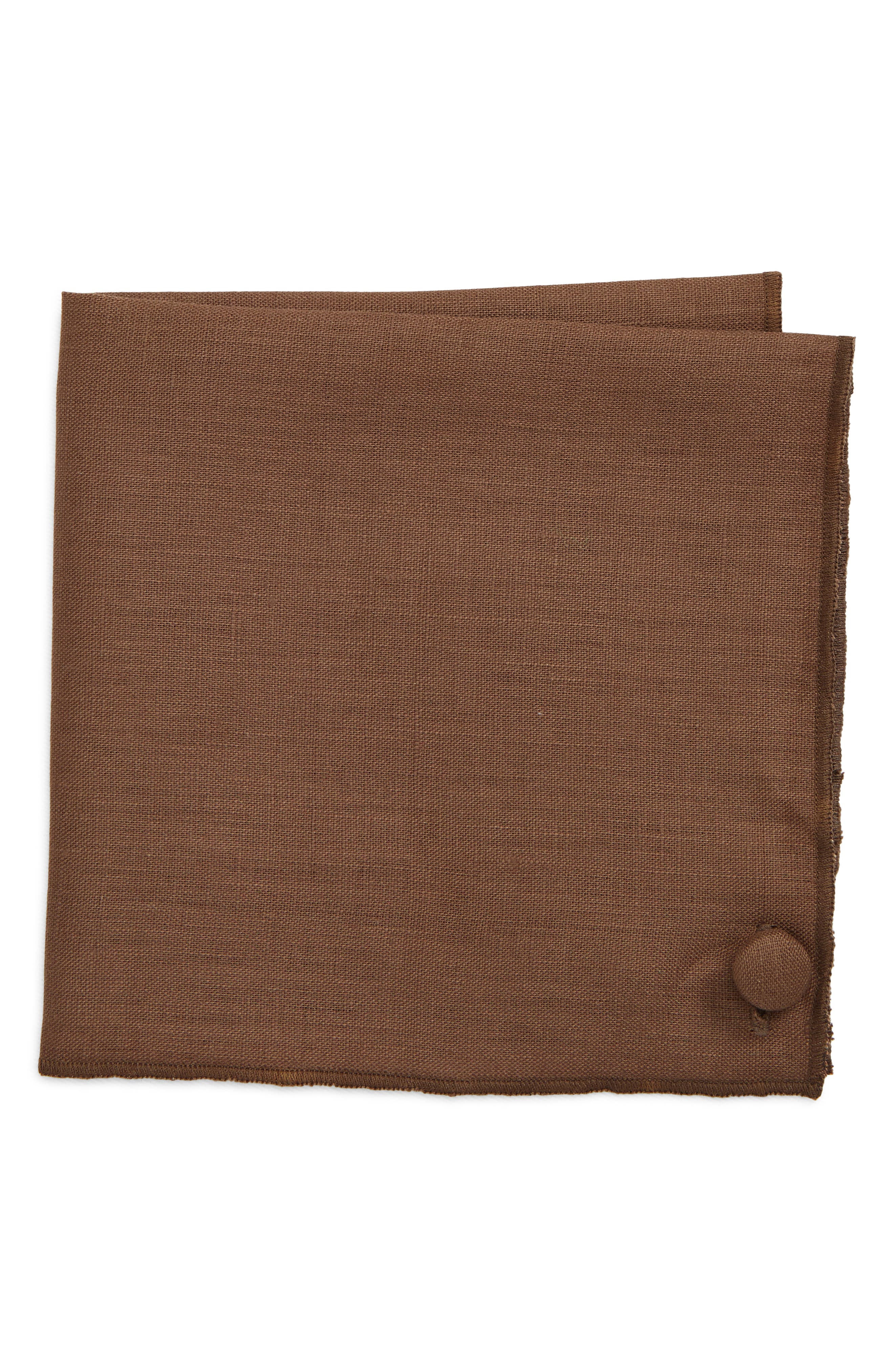 Brown Linen Pocket Square CLIFTON WILSON