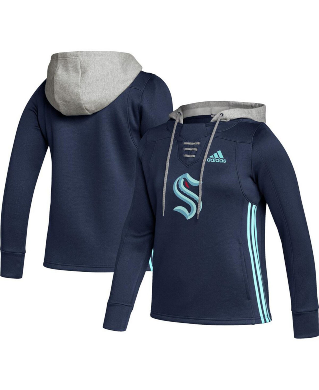 Женский темно-синий пуловер с капюшоном Seattle Kraken Skate Lace Team Adidas