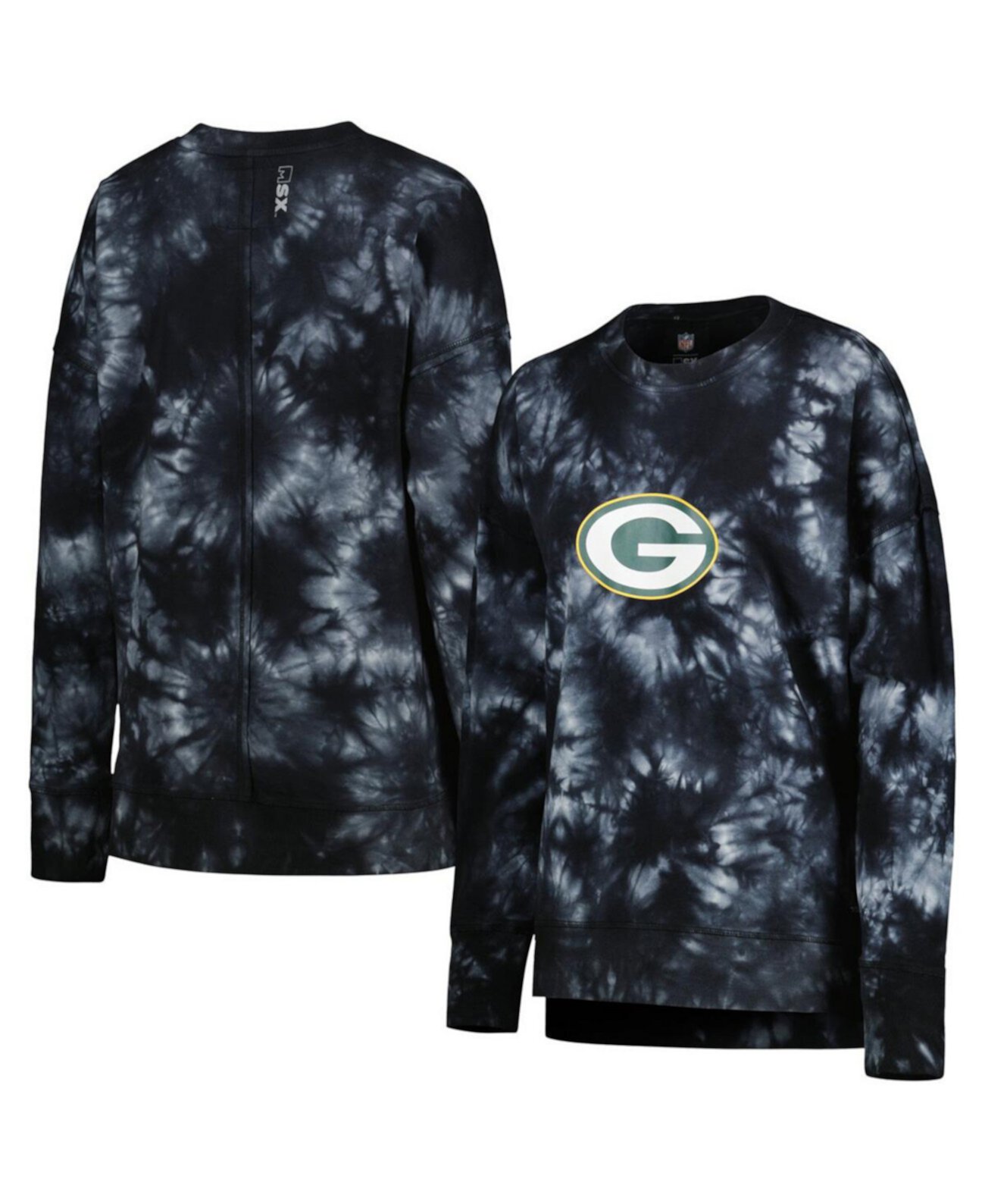 Женская толстовка Bailey Tie-Dye Tri-Blend черного цвета Green Bay Packers с капюшоном MSX by Michael Strahan