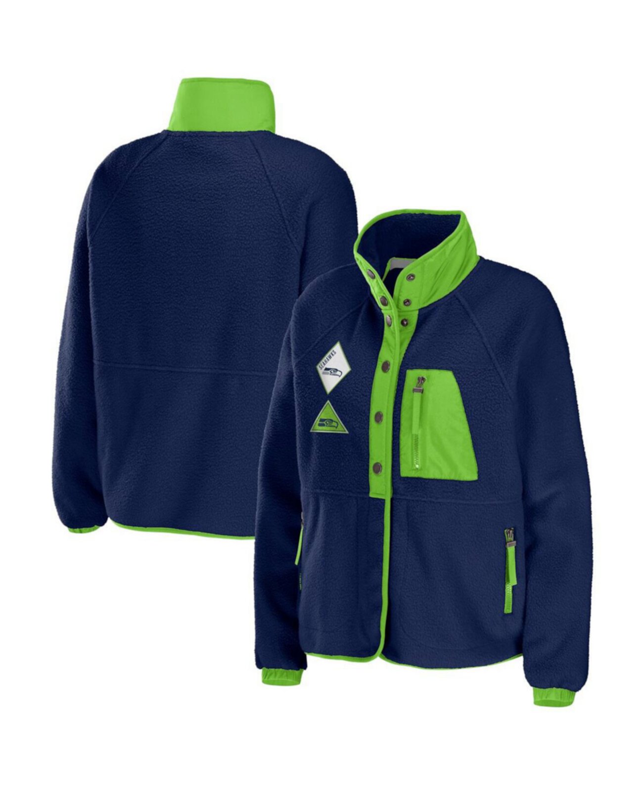 Женская куртка College Navy Seattle Seahawks Polar Fleece Raglan Full-Snap Jacket WEAR by Erin Andrews