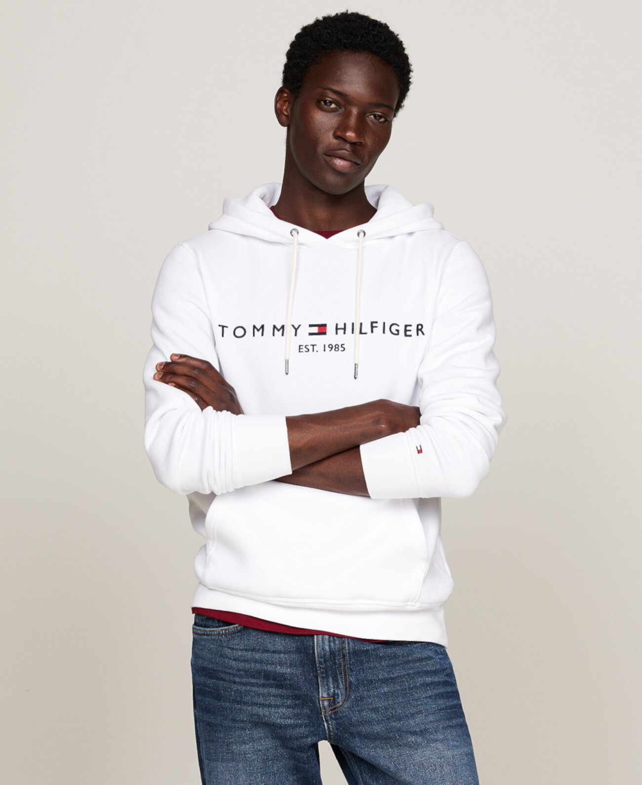 Мужское хлопковое худи с вышитым логотипом Tommy Hilfiger, размер M Tommy Hilfiger