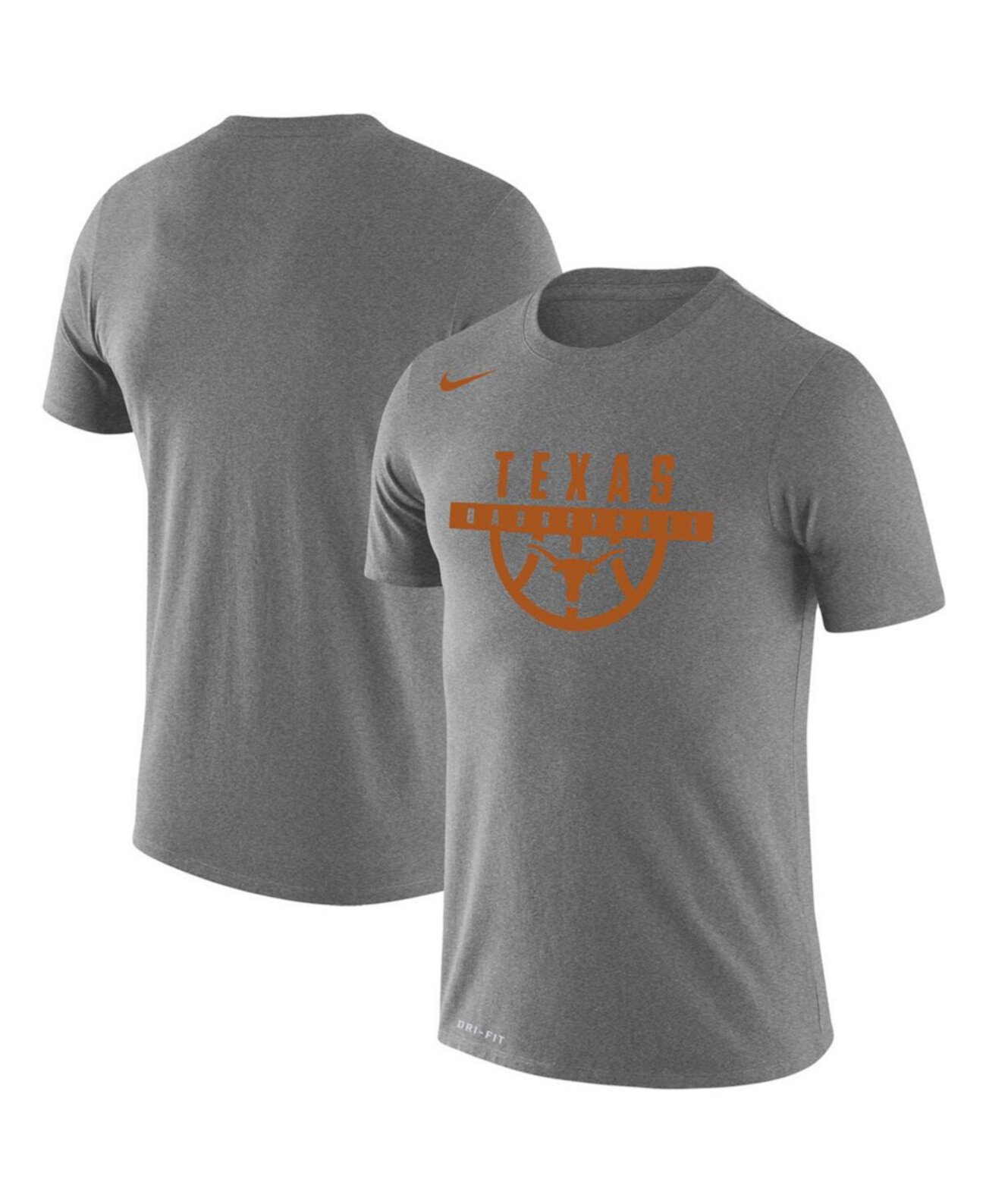 Мужская серая футболка Nike Texas Longhorns Basketball Drop Legend с технологией Dri-FIT Nike